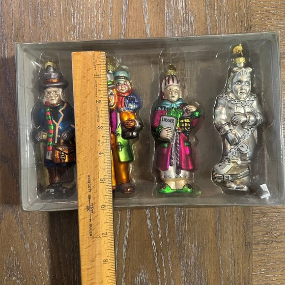 Kurt Adler A CHRISTMAS CAROL Blow Glass Ornament Set NEW - Picture 3 of 6